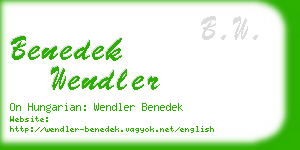 benedek wendler business card